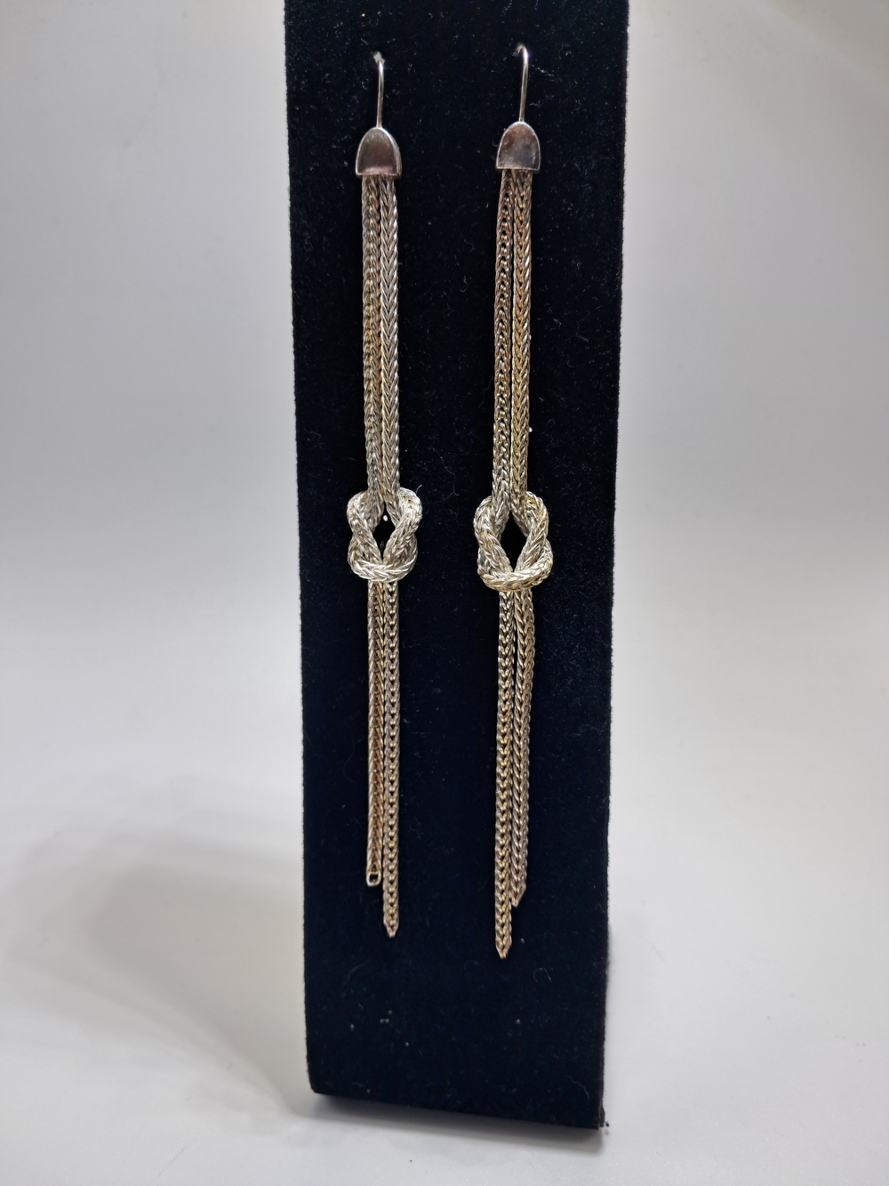 925 Sterling Silver Knot Drop Chain Earrings By John Hardy - Women Jewelry - Picture 4 of 5